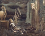 Sir Edward Coley Burne Jones - Peintures - Le Rêve de Lancelot à la chapelle du Saint-Graal