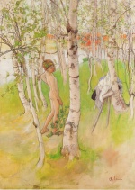 Carl Larsson  - Peintures - Esbjörn sous les bouleaux