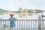 Carl Larsson  - Peintures - Lisbeth à la pêche