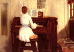 William Merritt Chase  - Peintures - Mme Meigs à l'harmonium