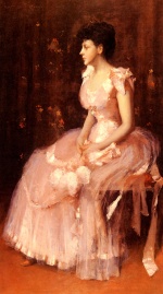 William Merritt Chase  - Peintures - Portrait d'une dame en  rose