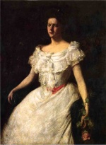 William Merritt Chase  - Peintures - Portrait d'une dame avec une rose