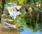 William Merritt Chase  - Peintures - Reflets (Scène sur un canal)