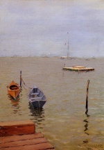 William Merritt Chase  - Peintures - Jour de tempête à Bath Beach