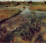 William Merritt Chase  - Peintures - Ruisseau en crue à Shinnecock
