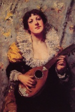 William Merritt Chase  - Peintures - Le joueur de mandoline