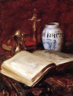 William Merritt Chase  - paintings - The Old Book
