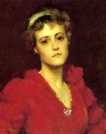 William Merritt Chase  - Peintures - La robe rouge
