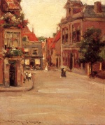 William Merritt Chase  - Peintures - Une rue en Hollande (Les toits rouges de Haarlem)