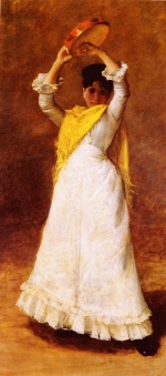 William Merritt Chase  - Bilder Gemälde - The Tamborine Girl