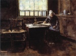 William Merritt Chase  - Peintures - Vieille femme dans un intérieur rustique