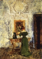 William Merritt Chase  - Peintures - Dame en vert