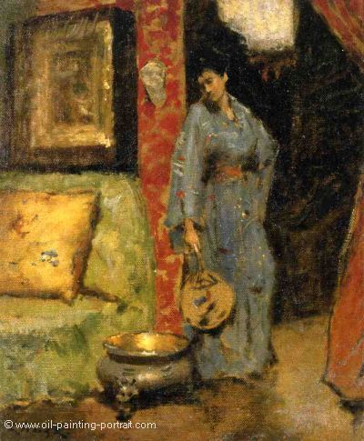 Women in Kimono Holding a Japanese Fan