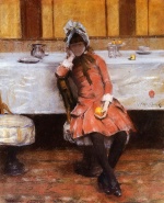 William Merritt Chase  - Peintures - Jeune fille sur un bateau à vapeur