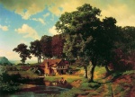 Albert Bierstadt - Peintures - Un moulin de village