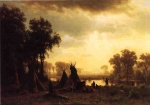 Albert Bierstadt - Peintures - Un campement indien