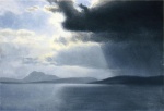 Albert Bierstadt - Peintures - Orage approchant sur la rivière Hudson