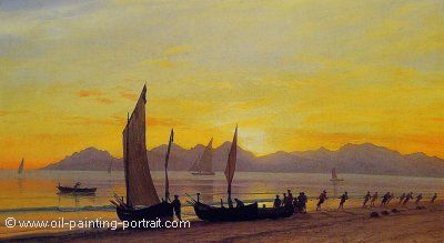 Boats Ashore at Sunset