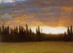Albert Bierstadt - Peintures - Lever de soleil  en Californie