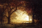 Albert Bierstadt  - Peintures - Lever de soleil sur la forêt