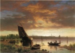 Albert Bierstadt  - Peintures - Scène portuaire