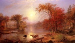 Albert Bierstadt  - Peintures - Eté indien près de la rivière Hudson