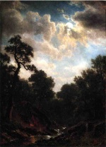 Albert Bierstadt  - Peintures - Paysage au clair de lune