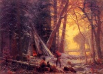 Albert Bierstadt  - Peintures - Le campement des chasseurs d'orignal 