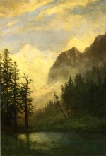 Albert Bierstadt  - Peintures - Paysage de montagne