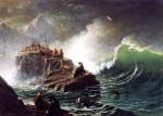 Albert Bierstadt  - Peintures - Phoques sur les rochers aux îles Farallon