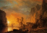 Albert Bierstadt  - Peintures - Coucher de soleil dans les Rocheuses