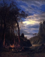 Albert Bierstadt  - Bilder Gemälde - The Campfire