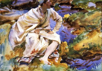 A man Seated by a Stream