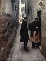 John Singer Sargent - Peintures - Une rue à Venise