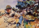 John Singer Sargent  - Peintures - Garçon sur un rocher 