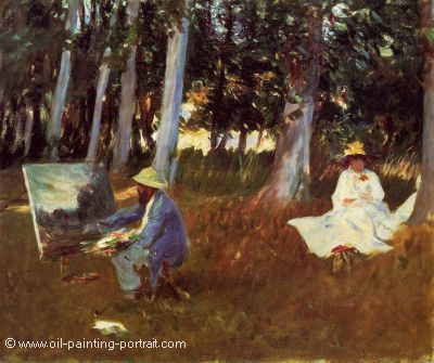 Claude Monet Painting by the Edge of a Wood