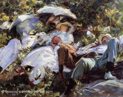Group with Parasol (A Siesta)