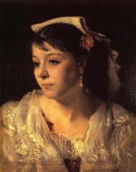John Singer Sargent  - Peintures - Tête d'une femme italienne