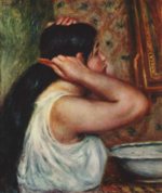 Pierre Auguste Renoir - paintings - The Toilette; Woman Combing Her Hair