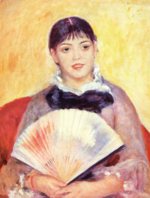 Pierre Auguste Renoir - Peintures - Femme avec Faecher