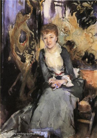 Miss Reubell Seated in Front of a Screen