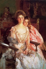 John Singer Sargent  - Peintures - Mme Charles Warren et sa fille Rachel