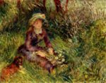 Pierre Auguste Renoir - Peintures - Madame Renoir avec un chien