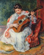 Pierre Auguste Renoir  - paintings - A Woman Playing the Guitar