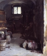 John Singer Sargent  - paintings - Pressing the Grapes Florentine Wine Cellar