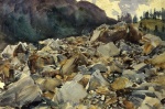 John Singer Sargent  - Bilder Gemälde - Purtund Alpine Scende an Boulders