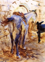 John Singer Sargent  - Peintures - Cheval sellé