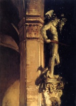 John Singer Sargent  - paintings - Statue of Perseus by Night