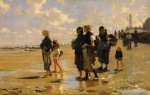 John Singer Sargent  - Peintures - Les ramasseurs d´huîtres à Cancale 