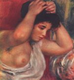 Pierre Auguste Renoir  - Peintures - Jeune femme se coiffant